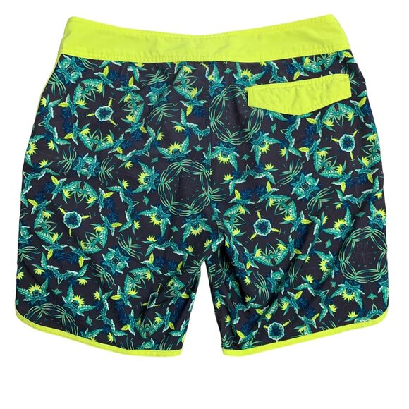 Quiksilver All Over Print AOP Board Shorts 34 Black Swim Pockets Drawstring - Picture 3 of 5